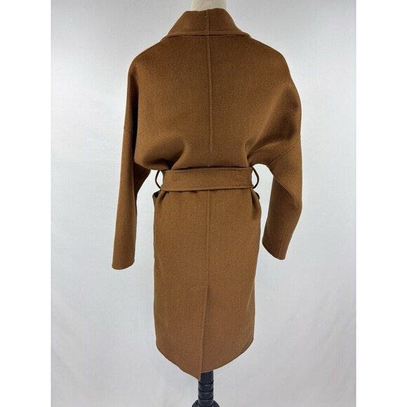 Quaint Dion Dulama Quantas Wool Cashmere Coat Brown 34 Pockets Wrap Closure Robe - Picture 3 of 11